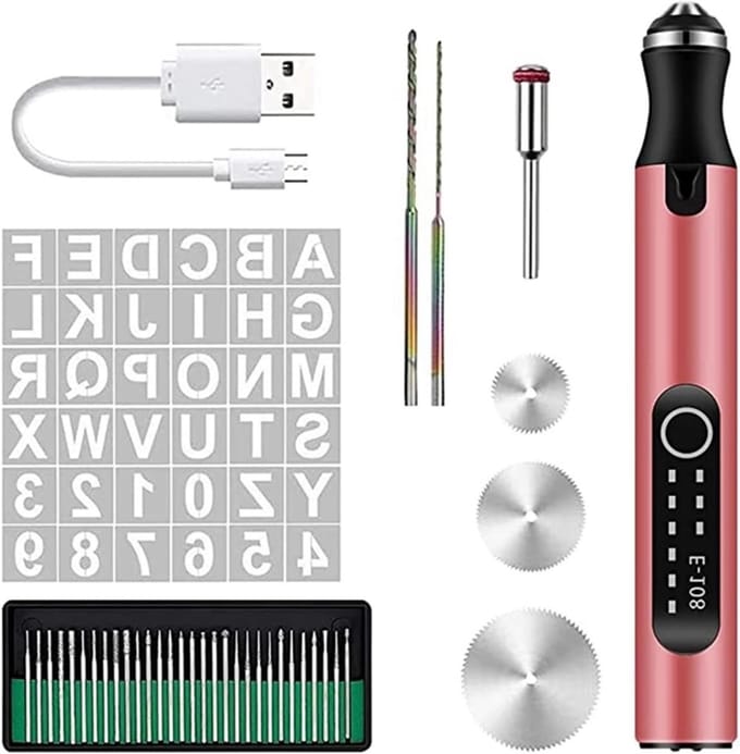 Graveerpen Gereedschapsset - Mini Graveerder - DIY Projecten - 3 Snelheden Instelbaar - 10 gram - Roze