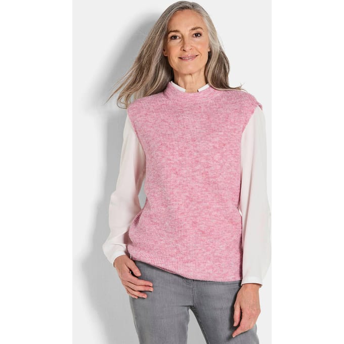 Ribpullover met opstaande kraag - rosé - Gr. 21 van Goldner Fashion