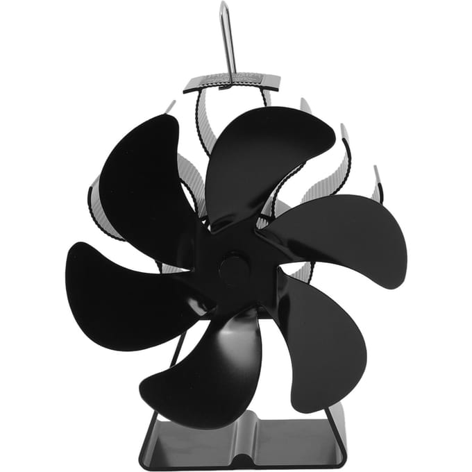 Open haard Kachelventilator 6 Bladen Stil Hittebestendig Hitteaangedreven Kachelventilator voor Houtblokken black