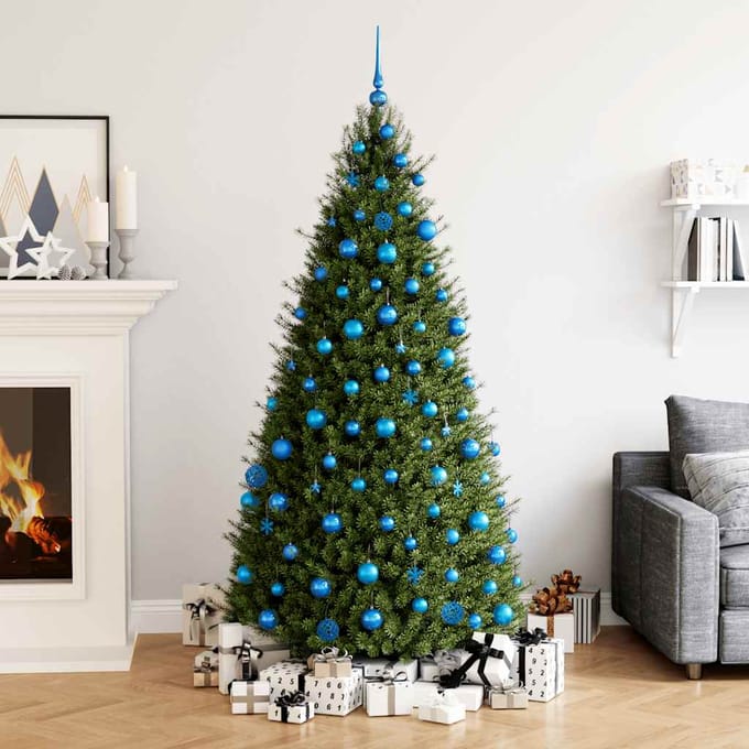 vidaXL - 111-delige - Kerstballenset - polystyreen - blauw