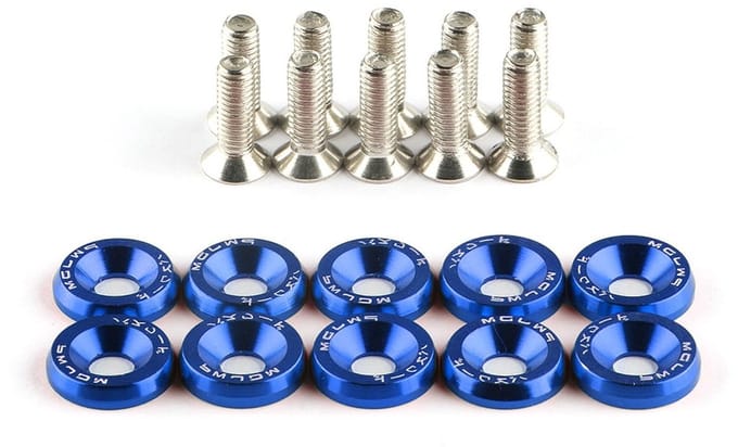 M6x20mm Universele Schroeven Pack van 10 voor Auto - Aluminium Bumper, Mudguard en Motorcompartiment Accessoires in Blauw