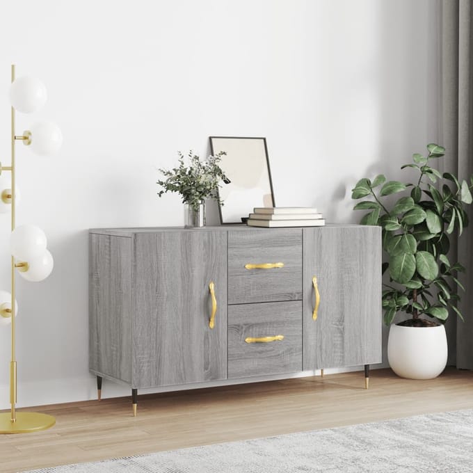 vidaXL - Dressoir - 100x36x60 - cm - bewerkt - hout - grijs - sonoma - eikenkleurig