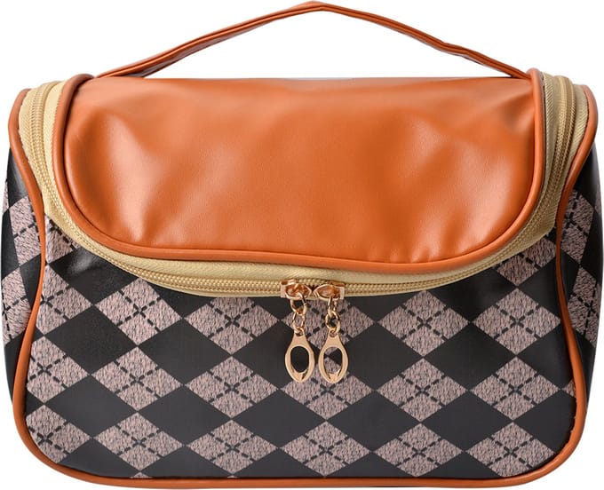 Juleeze Toilettas Dames 22x13x14 cm Zwart Bruin Polyester