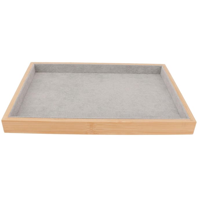 Plateau à bijoux en bois classique, élégant, résistant aux rayures, polyvalent, pour boucles d'oreilles gris