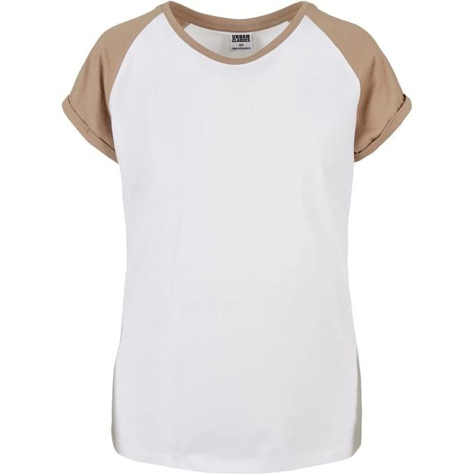 Urban Classics - Contrast Raglan Dames Tshirt - XL - Wit/Creme