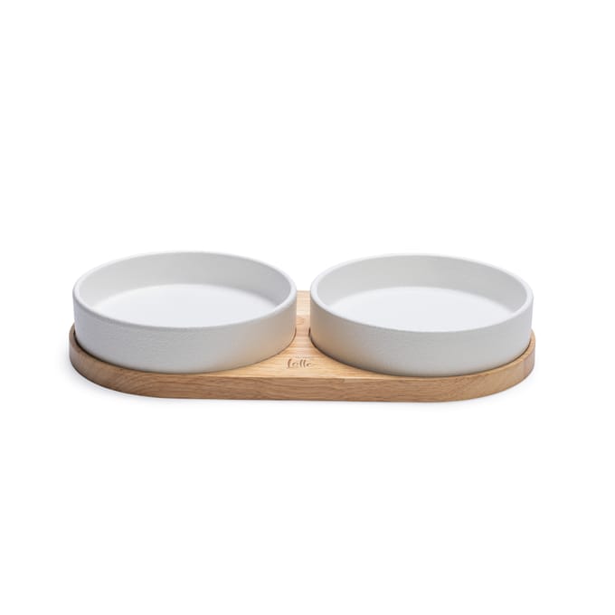 Designed by Lotte Dinerset Lojs - Voerbak Kat - Drinkbak Kat - Keramiek - Wit - 2x 400 ml