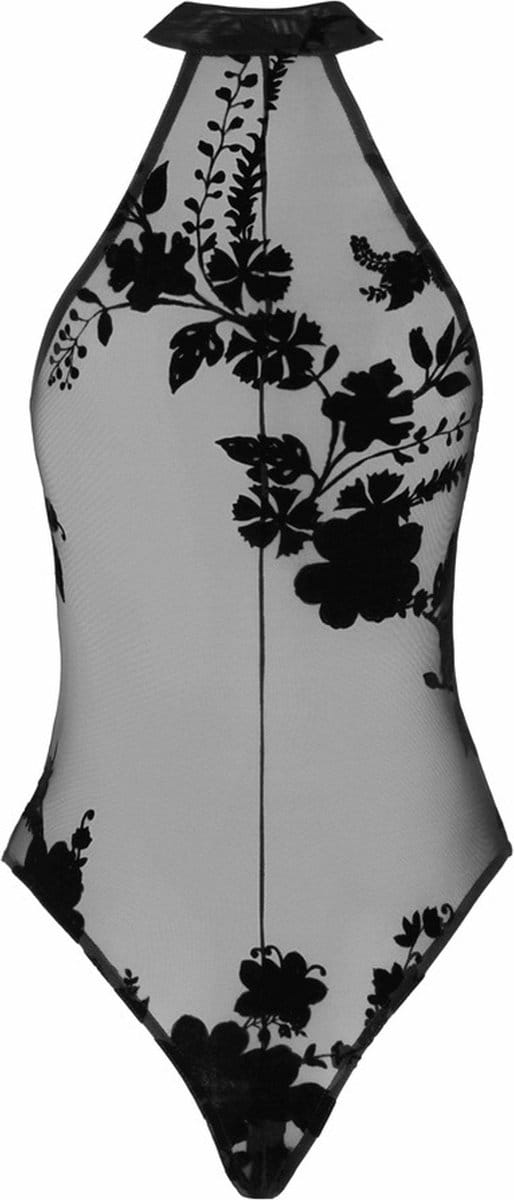 Ego flocked mesh halter bodysuit - Maat M | BDSM | Noir Handmade