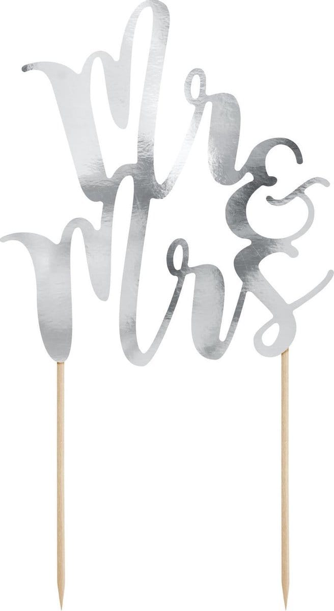 Cake topper Mr & Mrs | papier | zilver