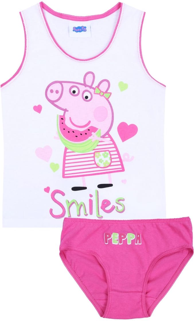 Wit t-shirt + roze slipje watermeloen Peppa Pig 8 jaar 128 cm