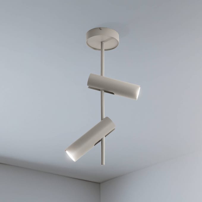SIGMA Plafondspot Leda 2, taupe, 2-lamps, staal, GU10, hoogte 55 cm