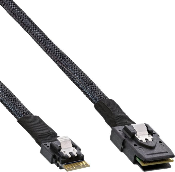 InLine® Slim SAS-kabel, SFF-8654 naar Mini SAS SFF-8087, 12Gb/s, 0,5m