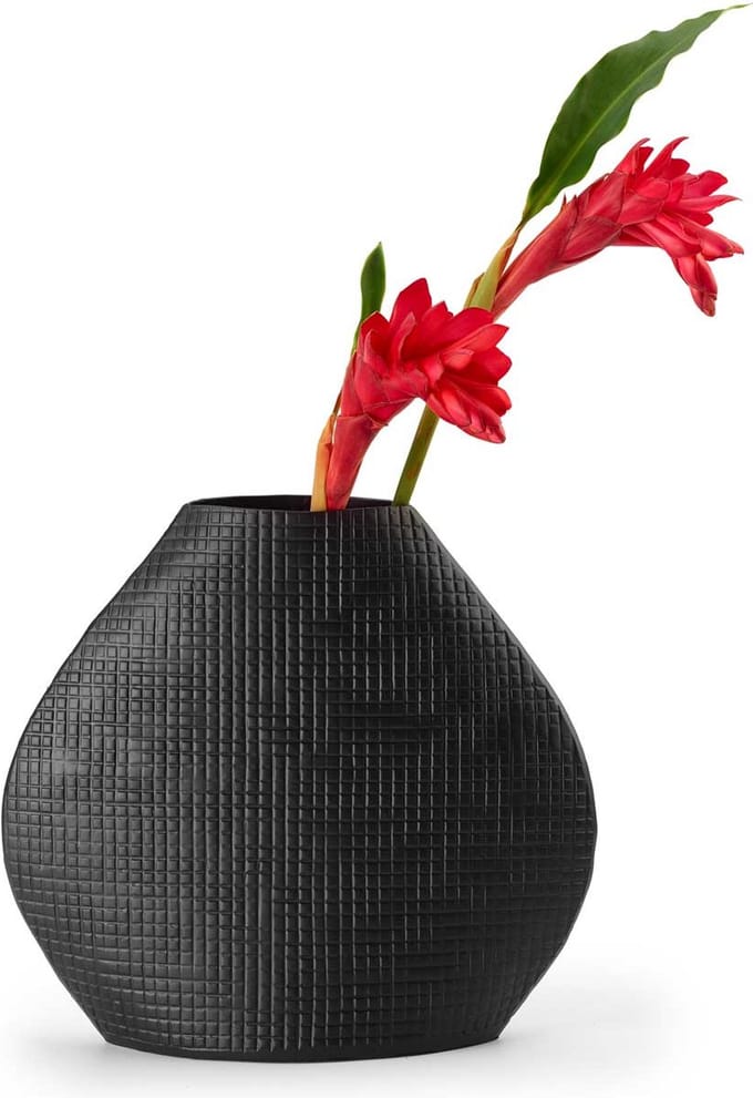 Philippi Design Vaas Zwart Gehamerd Aluminium Outback - Small 24 cm hoog