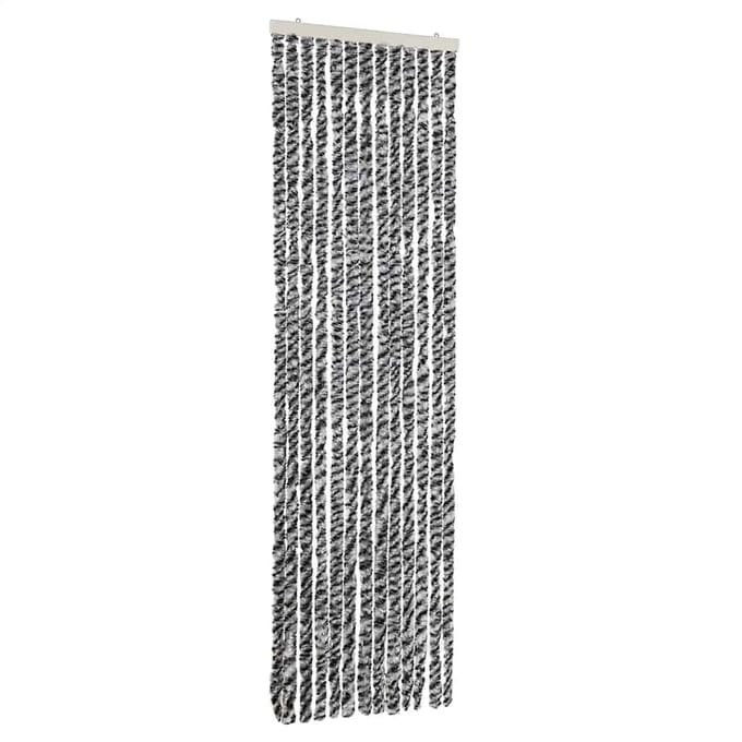 vidaXL - Vliegengordijn - 56x200 - cm - chenille - grijs - en - zwart-wit