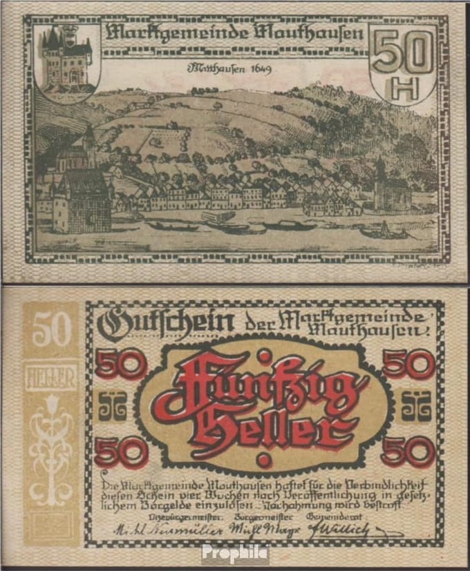 Bankbiljet Mauthausen - Oud Geld - Verzamelen - Ongecirculeerd 1920 - 9 gram - Helder