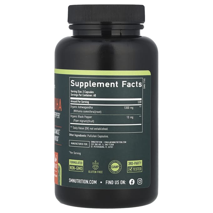 Ashwagandha avec Poivre Noir, 120 Capsules