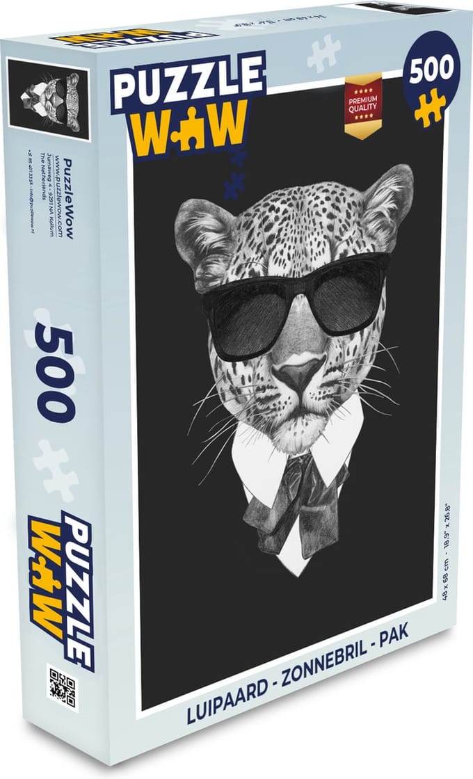 Puzzel Luipaard - Zonnebril - Pak - Legpuzzel - Puzzel 500 stukjes