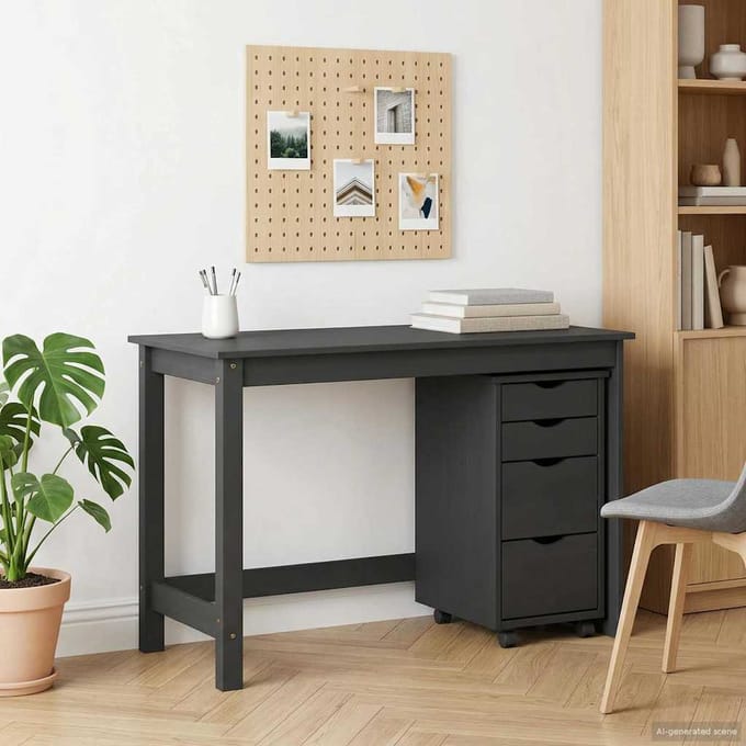 vidaXL - Bureau - en - rolkast - set - MOSS - 2 - st - Grijs