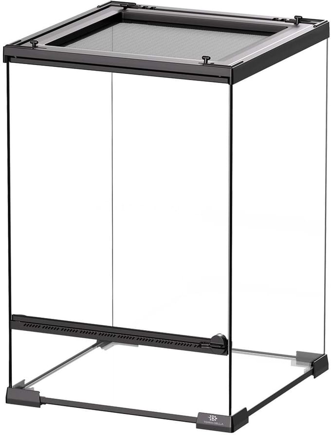 Terra Della Glazen terrarium met ventilatierooster en voederluik 30x30x45CM