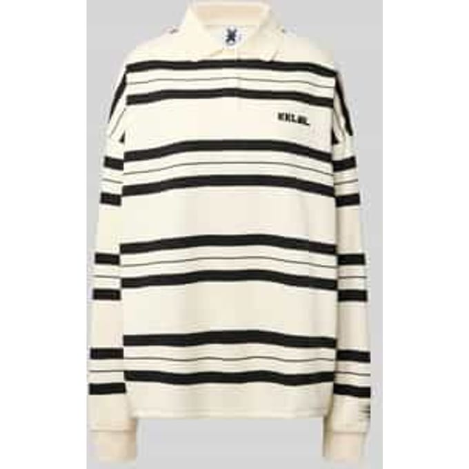Oversized poloshirt met lange mouwen met streepmotief