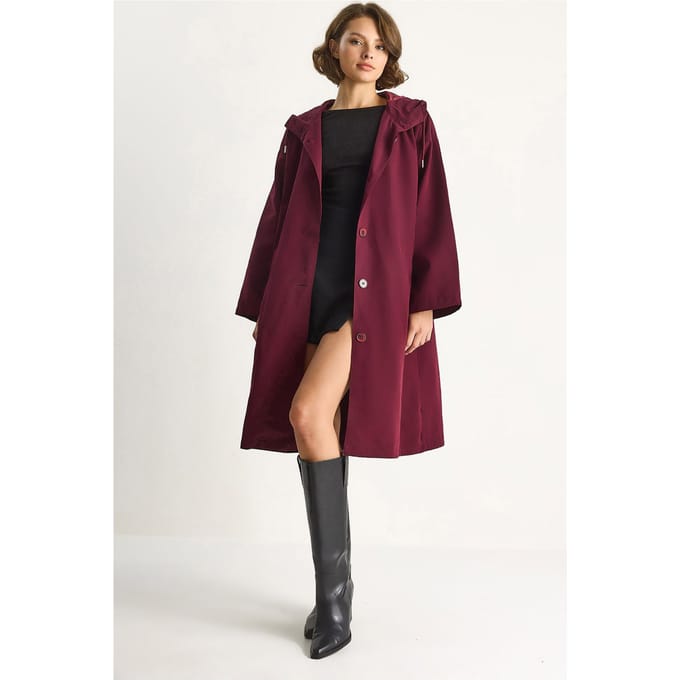Oversized Midi Trenchcoat met Sjaalkraag