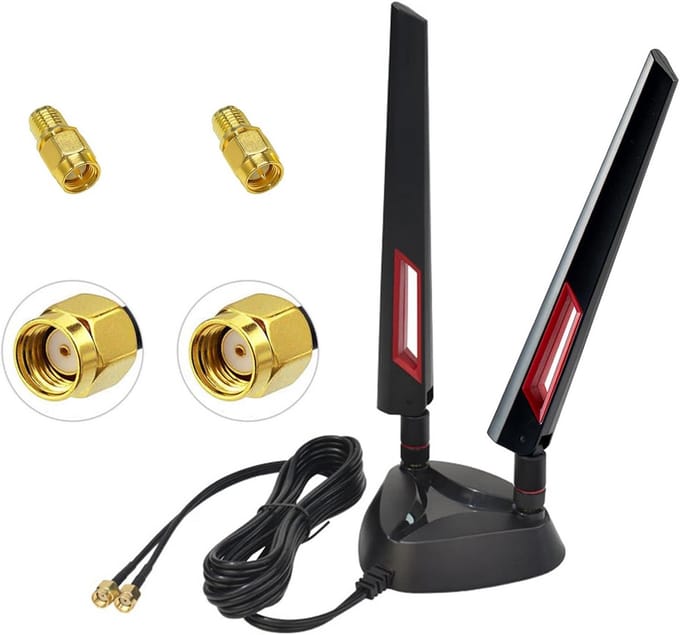 Tri-Band WiFi 6E Antenne met Magnetische Voet en Verlengkabels