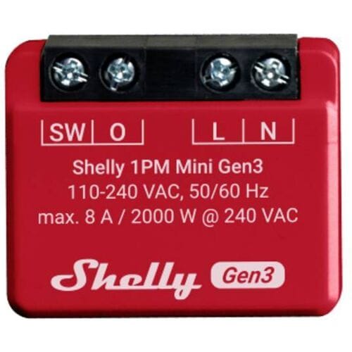 Shelly 1PM Mini Gen3 Schakel-meetactor WiFi, Bluetooth