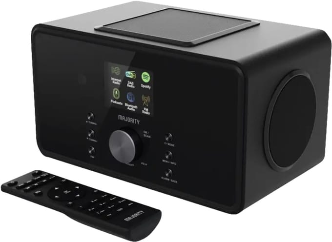 Majority Bard - Internetradio - Ingebouwde Subwoofer - DAB+/FM - Bluetooth - Wekker - 100W - Zwart