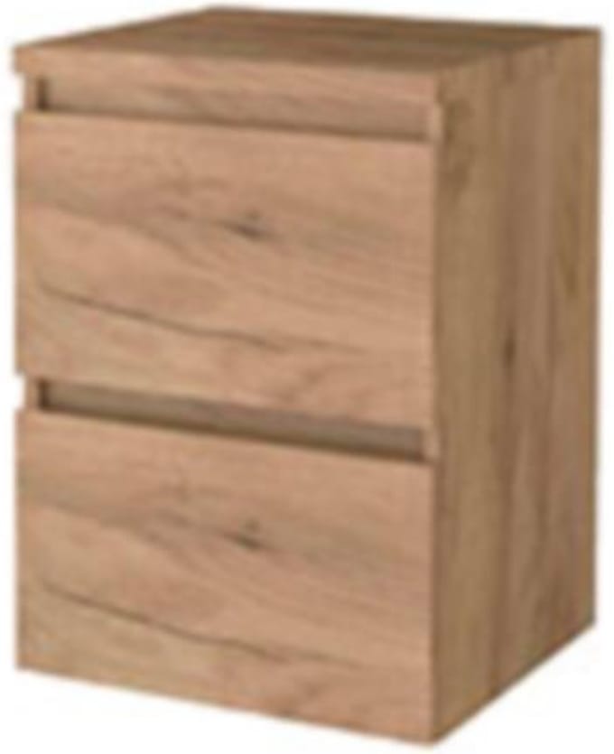 Basic-Line Start 46 Badkamermeubelset - 50 x 46 cm - Greeploos - 2 Lades - Wastafelblad - Whisky Oak