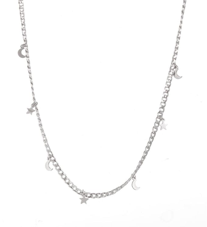 Go Dutch Label Ketting schakel maan ster Zilver N1773-1