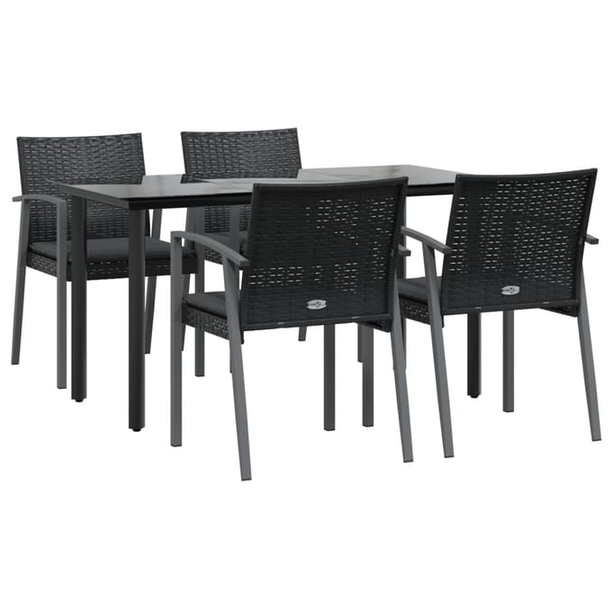 vidaXL - 5-delige - Tuinset - met - kussens - poly - rattan - en - staal