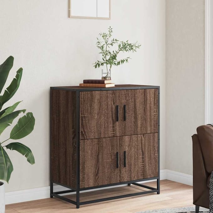 vidaXL - Dressoir - 68x35x76 - cm - bewerkt - hout - bruin - eikenkleur