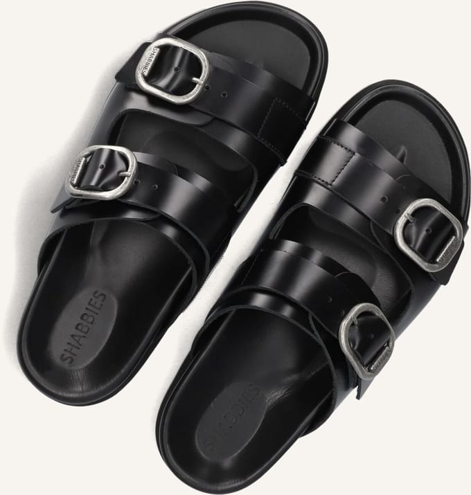 Shabbies Inga Buckles Slippers - Dames - Zwart - Maat 37