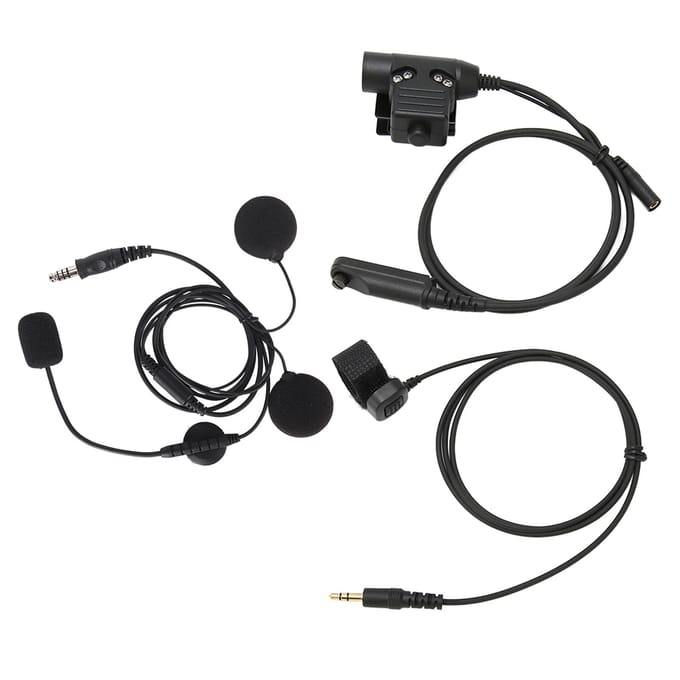 Motorhelm Headset Microfoon Kit met Adapter Walkie Talkie Helm Oortje voor Baofeng UV 9R PLUS black