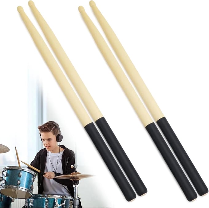 Drumstokken Set - Percussie Stokken - Muziek Maken - Antislip Handgreep - 5A Maat - Natuurlijk Hout