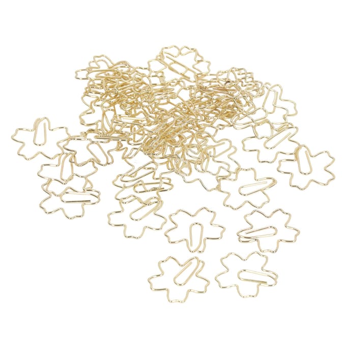 50 Pièces Trombones Portables Petits Or Unique Mignon Forme Sakura Trombone Marque-page Dossier de Bureau beige
