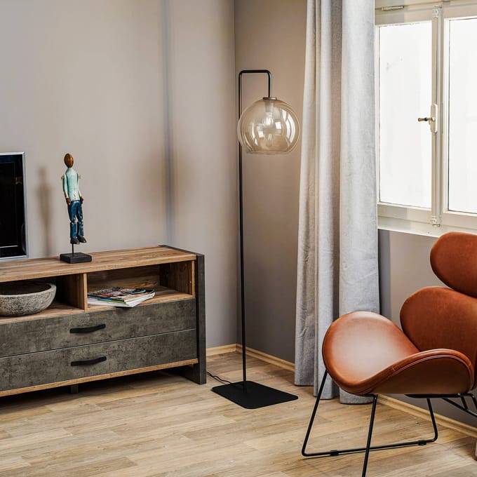 Nowodvorski Lighting Vloerlamp Monaco met kap van glazen bol