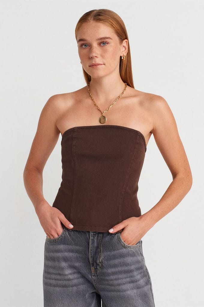 Strapless Fitted Peplum Blouse