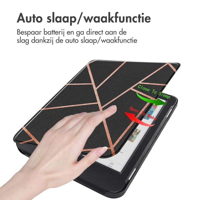 imoshion Design Slim Hard Case Bookcase voor de Kobo Clara Colour / BW - Black Graphic
