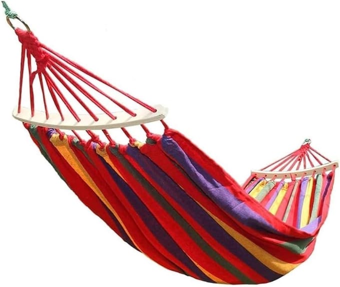 Hangbed Canvas - Ontspanningsoplossing - Buiten Ontspannen - 300 kg Capaciteit - 80x190 cm - Rood