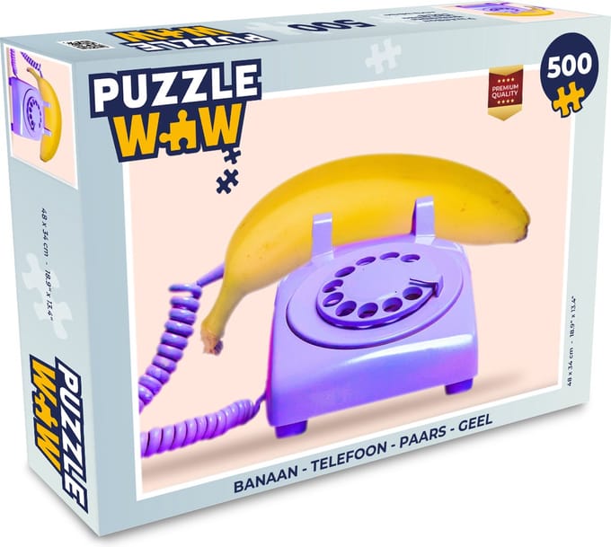 Puzzel Banaan - Telefoon - Paars - Geel - Legpuzzel - Puzzel 500 stukjes