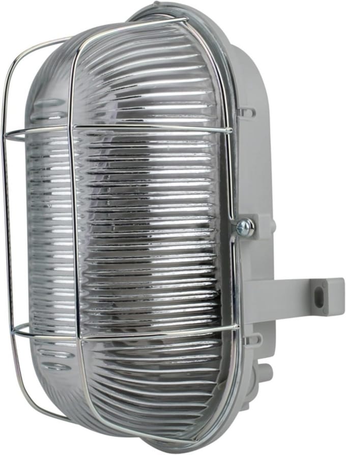 Oval Light 100W met Metalen Mand - Grijs