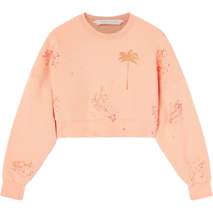 Palm Angels Pxp Painted Cropped Crew Coral