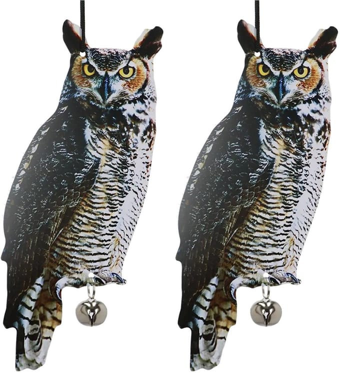 Esschert Design Vogelverschrikker Oehoe uil - 2x - 40 cm - zink - Tuindecoratie vogelverschrikkers