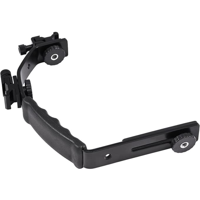 L-vormige Flitsbeugelhouder Hot Shoe Mount voor Zaklamp DV Camcorder 120135 Filmcamera gray