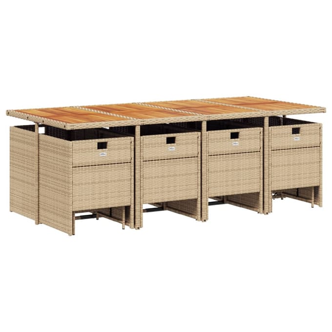 vidaXL - 13-delige - Tuinset - met - kussens - poly - rattan - beige