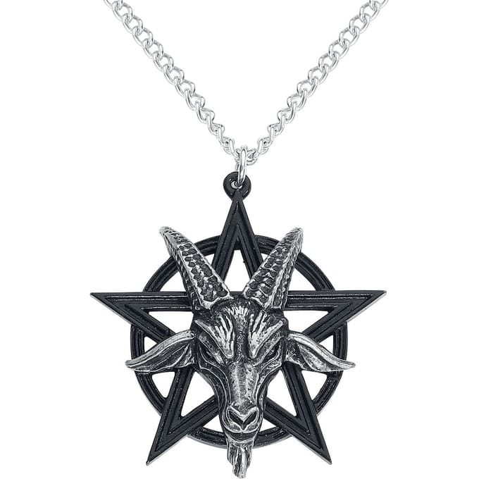 Alchemy Gothic - Gothic Halsketting - Baphomet Pendant - voor Mannen - zwart-zilverkleurig