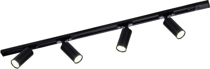 Ledvion - LED Railverlichting 1M + 4 Railspots (Zwart - Dimbaar - GU10 Fitting) - 1-Fase