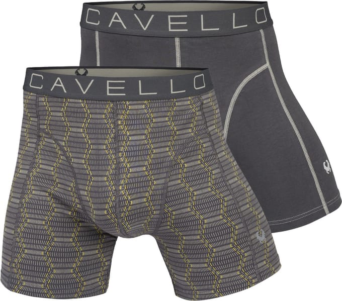 Cavello Boxershorts 2 pack - Heren - Maat S - Grijs/PrintedGrijs/Geel