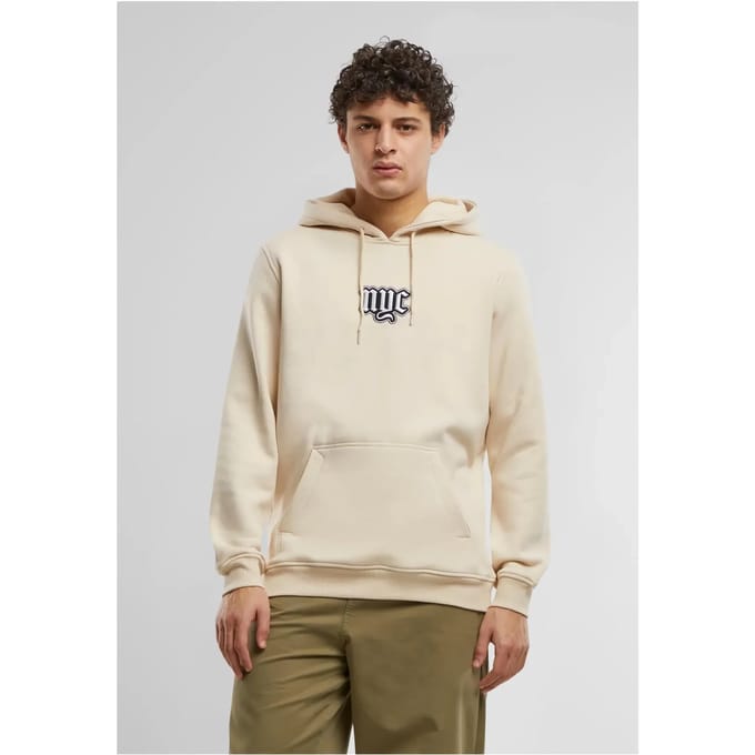 Mister Tee - NYC Old English Wording Patch Hoodie/trui - M - Creme