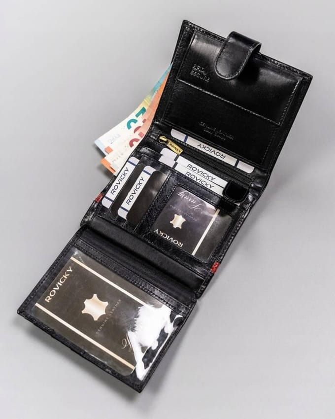 Rovicky Classy - Heren Portefeuille - Echt Leer - RFID Bescherming - 18 Pasjeshouders